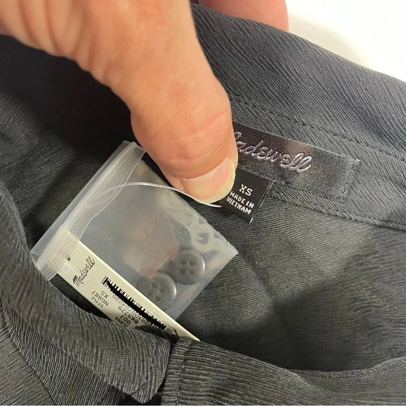 New Madewell Lusterweave Hartfield Crop Shirt Black Size XS - Picture 7 of 9